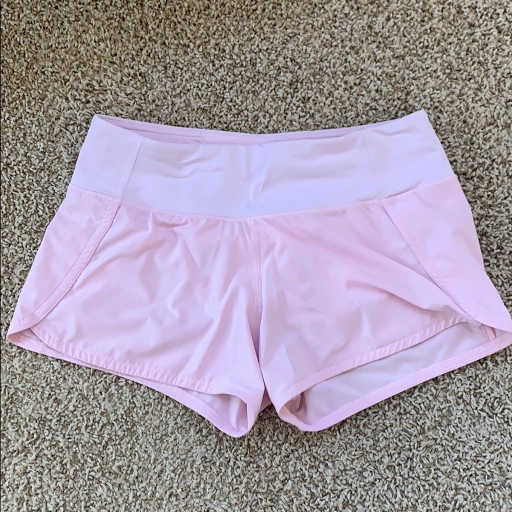 Lululemon 4 inch shorts, light pink